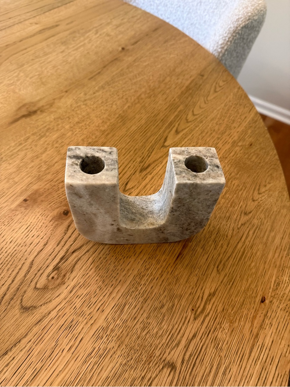 Threshold Gray Marble U-Shaped Double Taper Candle Holder - Picture 2 of 4